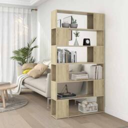 Berkfield Home Classic Book Cabinet Room Divider Sonoma Oak 100x24x188 cm in Light Brown - Size: 100 x 24 x 188 cm - thumbnail 2
