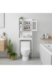 Living and Home Over The Toilet Bathroom Storage Cabinet in White - thumbnail 3