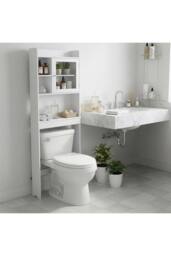 Living and Home Over The Toilet Bathroom Storage Cabinet in White - thumbnail 2