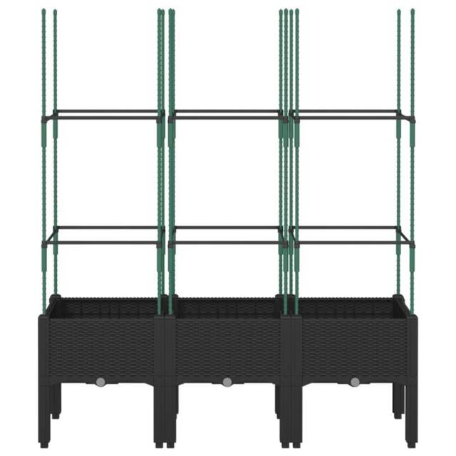 Berkfield Home Beautiful Garden Planter with Trellis Black 120x40x142.5 cm PP - image 1
