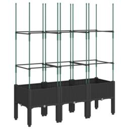 Berkfield Home Beautiful Garden Planter with Trellis Black 120x40x142.5 cm PP - thumbnail 5