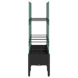 Berkfield Home Beautiful Garden Planter with Trellis Black 120x40x142.5 cm PP - thumbnail 4