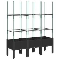 Berkfield Home Beautiful Garden Planter with Trellis Black 120x40x142.5 cm PP - thumbnail 3