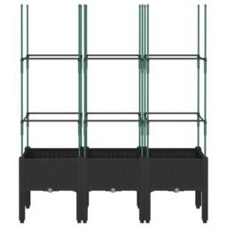 Berkfield Home Beautiful Garden Planter with Trellis Black 120x40x142.5 cm PP - thumbnail 1