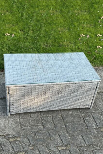 Fimous Rattan Rectangular Oblong Coffee Tea Table in Light Grey - image 1