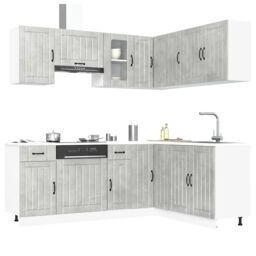 Berkfield Home 11 Piece Kitchen Cabinet Set Lucca Concrete Grey Engineered Wood - thumbnail 1