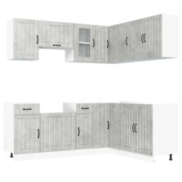 Berkfield Home 11 Piece Kitchen Cabinet Set Lucca Concrete Grey Engineered Wood - thumbnail 2