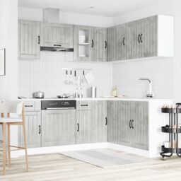 Berkfield Home 11 Piece Kitchen Cabinet Set Lucca Concrete Grey Engineered Wood - thumbnail 3