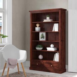 IH Design Mardig Dark Wood Large Bookcase with Drawers in Brown - thumbnail 2