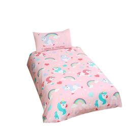 Bedding & Beyond I Believe In Unicorns Duvet Cover Set in Pink - Size: Double