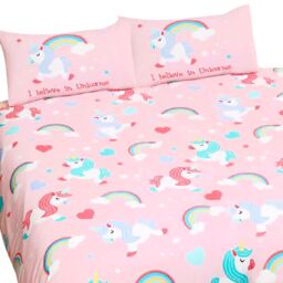 Bedding & Beyond I Believe In Unicorns Duvet Cover Set in Pink - Size: Double - thumbnail 4