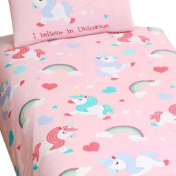 Bedding & Beyond I Believe In Unicorns Duvet Cover Set in Pink - Size: Double - thumbnail 3