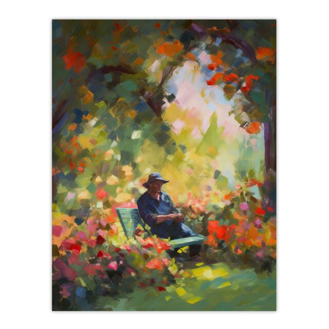 "Artery8 The English Country Garden Summer Relaxation Paining Flowers Trees Unframed Wall Art Print Poster Home Decor Premium - Size: W12"" x H16""" - image 1
