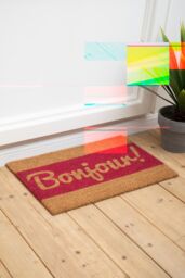 Orsina Bonjour Doormat in Pink - Size: 100 cm diameter - thumbnail 3