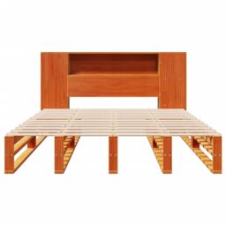 Berkfield Home Bookcase Bed without Mattress Wax Brown 140x200 cm Solid Wood in White - thumbnail 5
