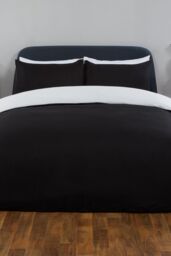 OHS Plain Reversible Duvet Cover With Pillowcase Set in White - Size: Double - thumbnail 1