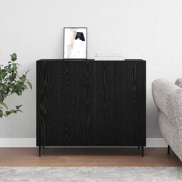 Berkfield Home Sideboard with Storage with Door Black 90 x 34 x 80 cm Engineered wood - thumbnail 4