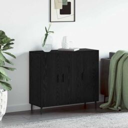 Berkfield Home Sideboard with Storage with Door Black 90 x 34 x 80 cm Engineered wood