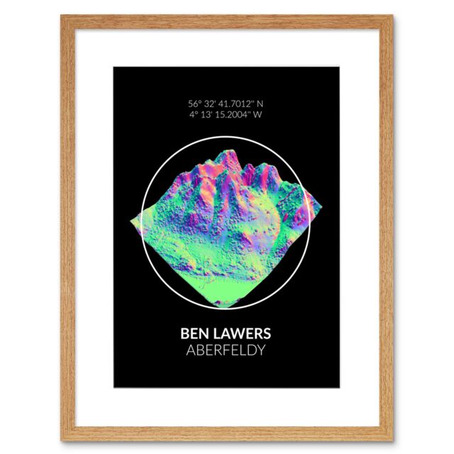 "Artery8 Wall Art Print Ben Lawers Mountain Topography Perthshire Scotland Framed Art in Beige - Size: W7"" x H9""" - image 1