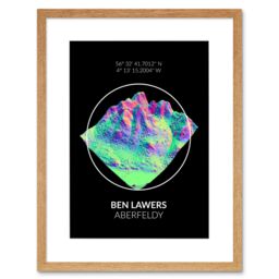 "Artery8 Wall Art Print Ben Lawers Mountain Topography Perthshire Scotland Framed Art in Beige - Size: W7"" x H9""" - thumbnail 1
