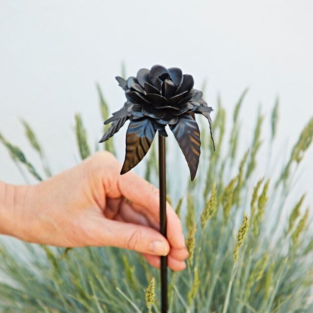 Paper High Iron Black Rose Garden Stake - image 1
