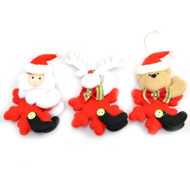 Shatchi 3 Soft Teddy Novelty Christmas Tree Hanging Decorations Xmas Decor ornaments in Red - image 1