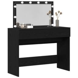 Berkfield Home Stunning Dressing Table with LED Black Oak 100x40x120 cm - Size: 100 x 40 x 120 cm