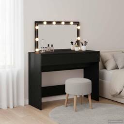 Berkfield Home Stunning Dressing Table with LED Black Oak 100x40x120 cm - Size: 100 x 40 x 120 cm - thumbnail 2
