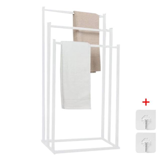 Hinsinc 3 Tier Free Standing Towel Rail Storage Rack White - image 1