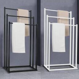 Hinsinc 3 Tier Free Standing Towel Rail Storage Rack White - thumbnail 3