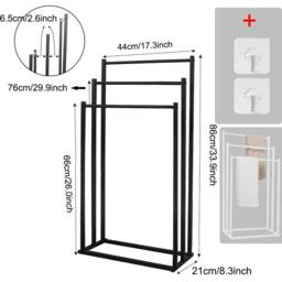 Hinsinc 3 Tier Free Standing Towel Rail Storage Rack White - thumbnail 2