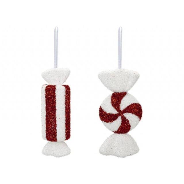 Garden Greatness Set Of 2 Glitter Candy Cane Sweet Decoration in Red - Size: 1 Pack