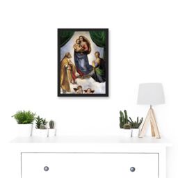 Artery8 Raphael Sistine Madonna di San Sisto Old Master Painting Artwork Framed Wall Art Print A4 in Black - thumbnail 2