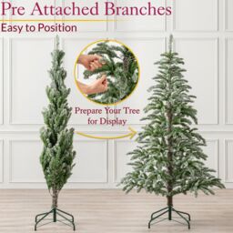 Christow Alpine Fir Artificial Christmas Tree Green Snowy Snow Flocked With Stand 6ft 7ft - thumbnail 5