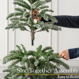 Christow Alpine Fir Artificial Christmas Tree Green Snowy Snow Flocked With Stand 6ft 7ft - thumbnail 4
