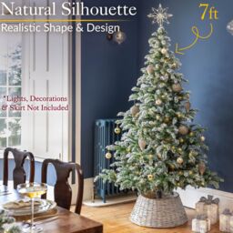 Christow Alpine Fir Artificial Christmas Tree Green Snowy Snow Flocked With Stand 6ft 7ft - thumbnail 2