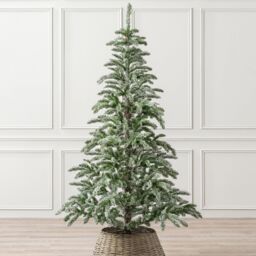 Christow Alpine Fir Artificial Christmas Tree Green Snowy Snow Flocked With Stand 6ft 7ft - thumbnail 1