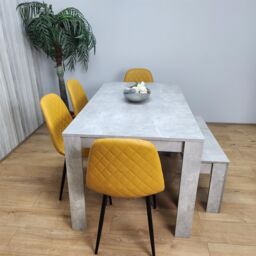 KOSY KOALA Wooden Rectangle Dining Table Set With 4 Mustard Chairs & Wooden Bench Dining Furniture Set in Brown - thumbnail 3