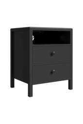 Living and Home 2Pcs Bedside Tables with Charging Station & Drawers in Black - thumbnail 5