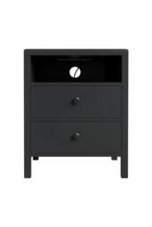 Living and Home 2Pcs Bedside Tables with Charging Station & Drawers in Black - thumbnail 6