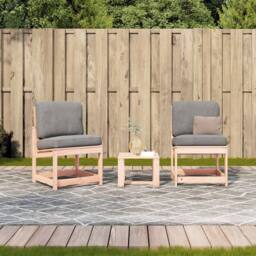Berkfield Home 3 Piece Garden Lounge Set Solid Wood Douglas in Light Tan - thumbnail 3