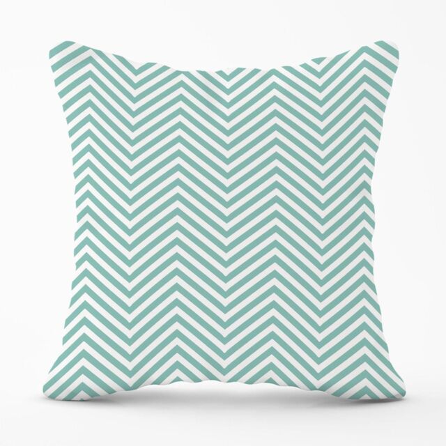 Warren Reed - Designer Geometric Chevron Pattern Outdoor Cushion in Green - Size: 45 cm x 45 cm - image 1