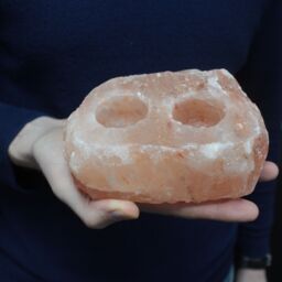 KDMD Natural Salt Candle Holder - 2 holes in Orange - thumbnail 3