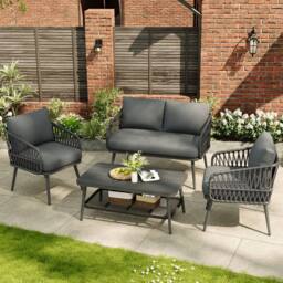 Matteo Grey 4 Seater Garden Sofa Set with Storage Coffee Table