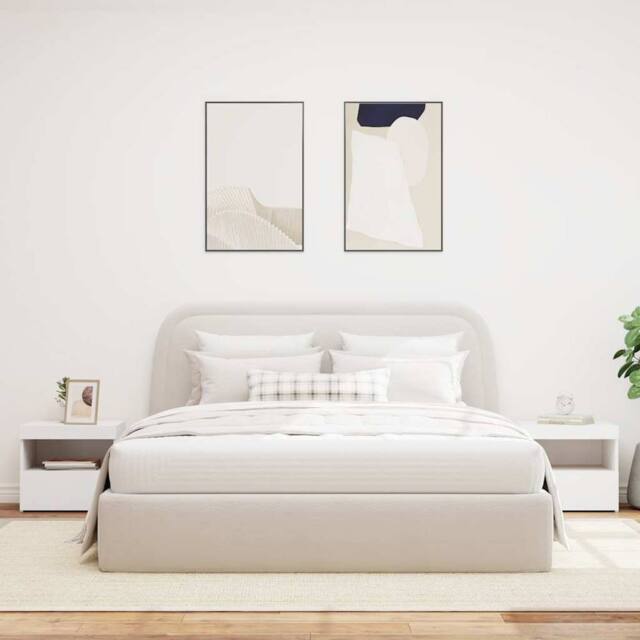 Berkfield Home Beautiful Bedside Cabinets with LED Lights 2 pcs White 50x40x45 cm - Size: 50 x 40 x 45 cm - image 1