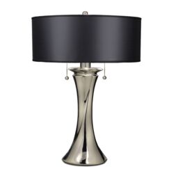 Loops 2 Bulb Twin Table Lamp Highly Polished Nickel Finish LED E27 60W Bulb in Metallics - thumbnail 1
