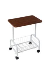 Mobile Side Table with Bottom Storage Basket in Walnut - thumbnail 4