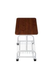 Mobile Side Table with Bottom Storage Basket in Walnut - thumbnail 6