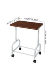 Mobile Side Table with Bottom Storage Basket in Walnut - thumbnail 8