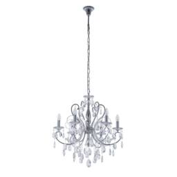 Netlighting Classic Chandeliers Chrome 6 Light with Crystal Shade E14 in Silver - thumbnail 2